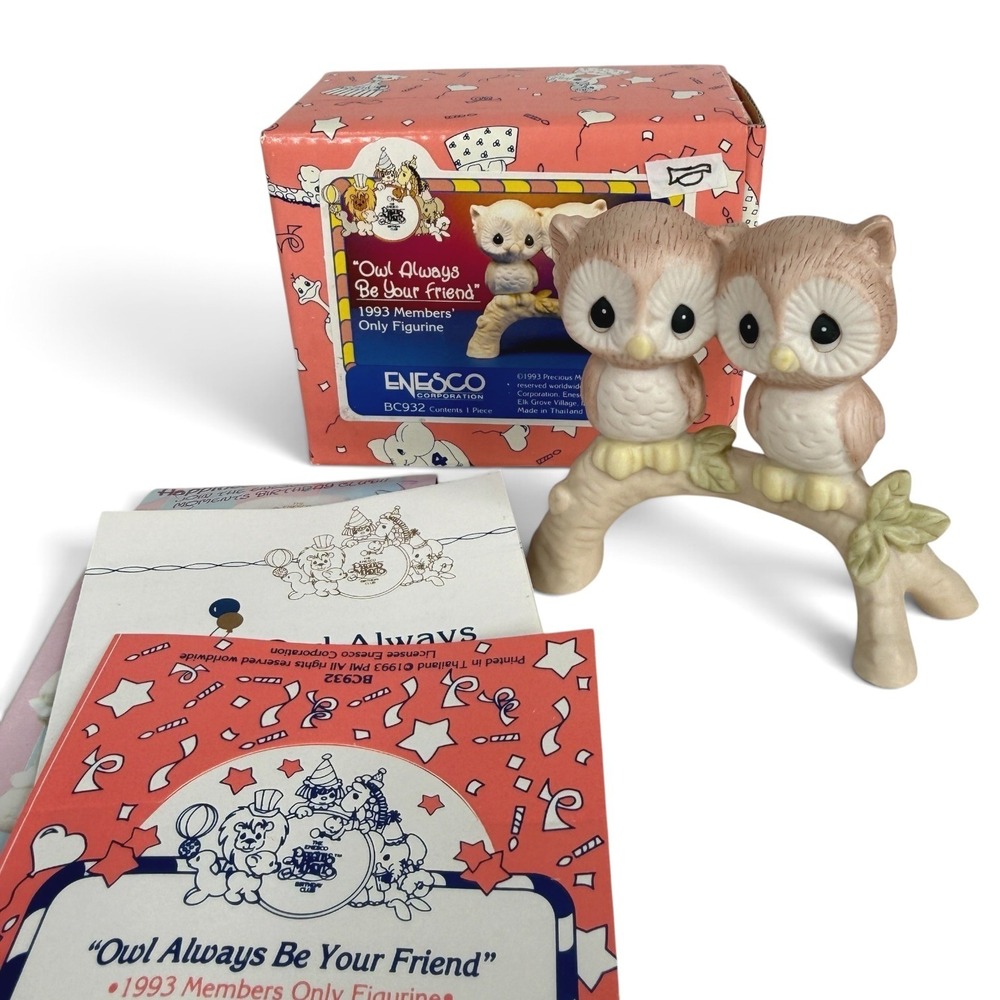 1993 Precious Moments Figurine Owl Always Be Your Friend BC932 Members Only VTG